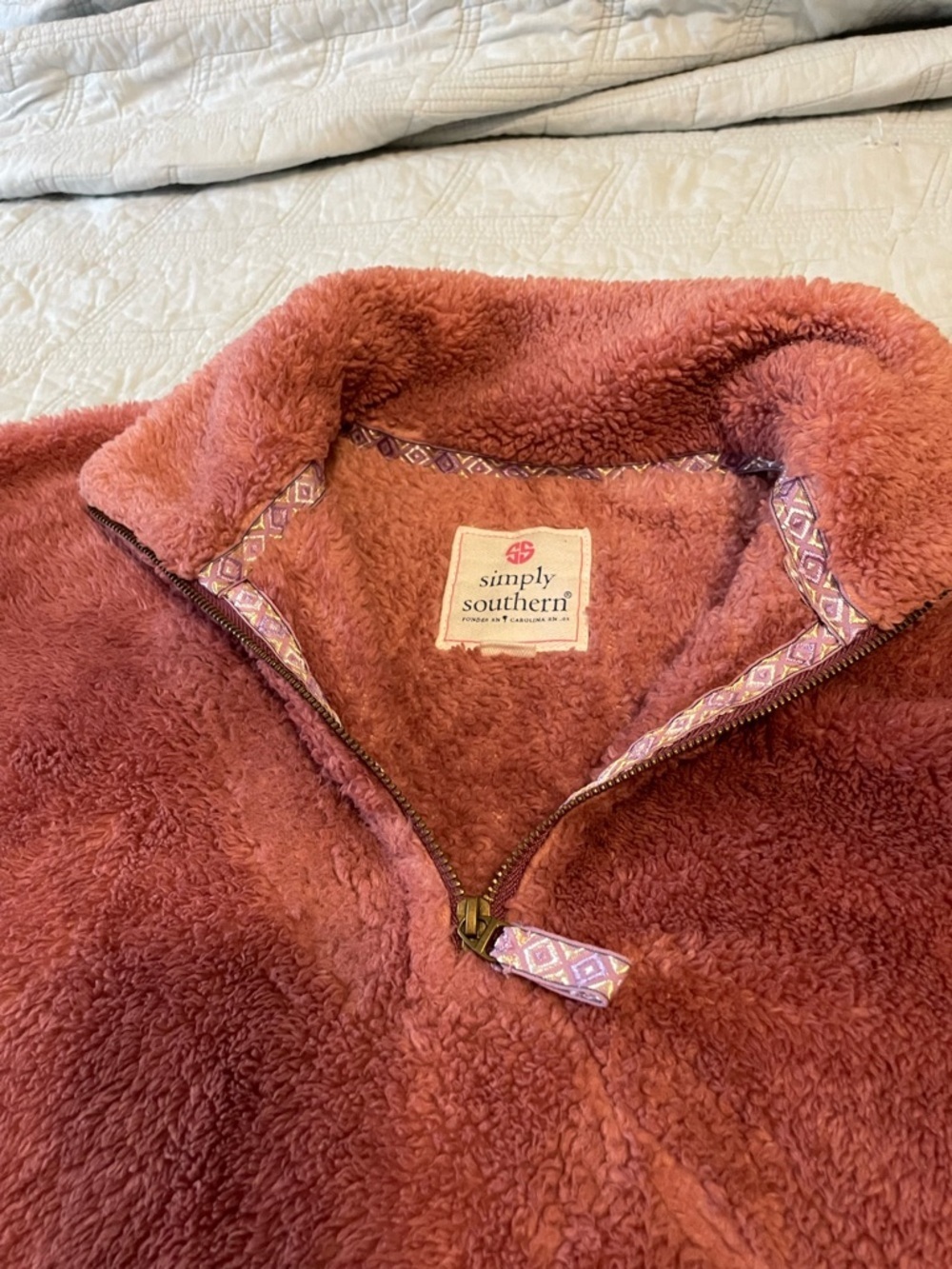 Simply Southern Plush Quarter-Zip in Rose Pink